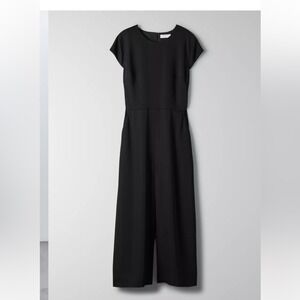 Babaton Women's 6 Hamptons Jumpsuit Black Cap Sleeve Wide Leg Cropped Aritzia